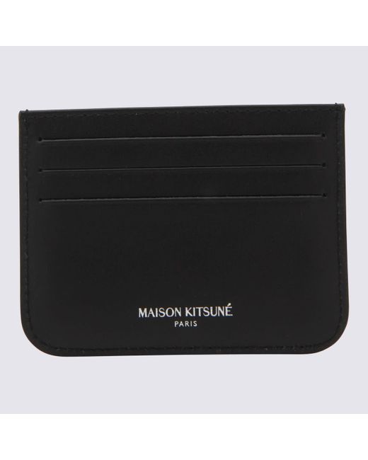 Maison Kitsuné Black Leather Card Holder for men