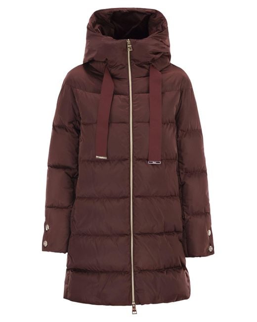 Herno Women's Brown A-Shape Down Jacket With Hood
