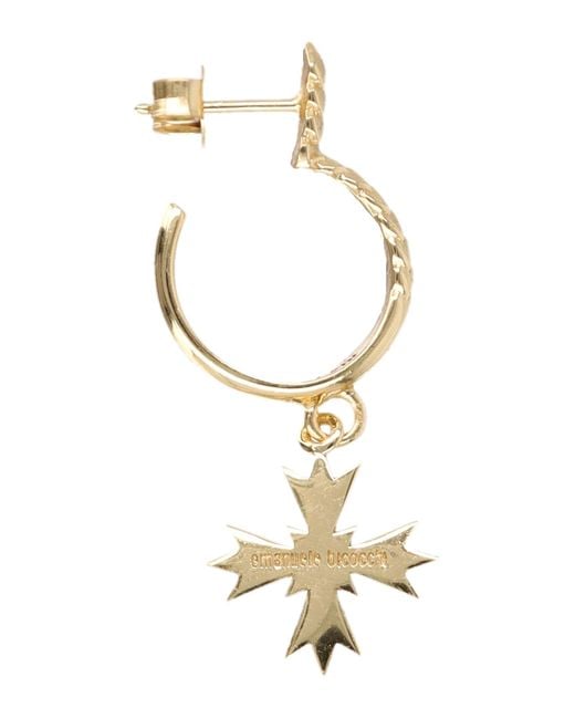 Emanuele Bicocchi Metallic Plated Single Hoop Earring With Cross Crest Pendant