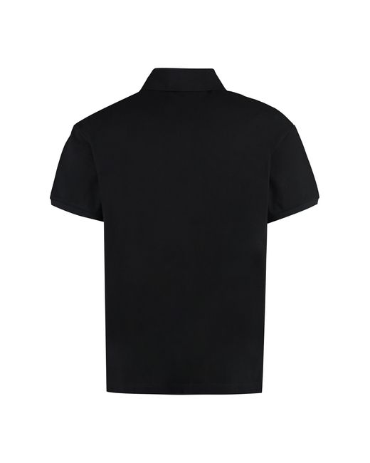 Palm Angels Black Cotton Piqué Polo Shirt for men