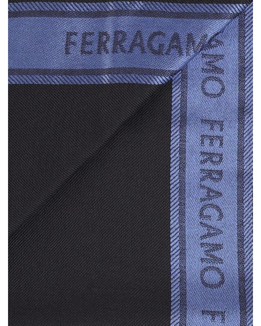 Ferragamo Blue Scarf With Lettering Logo for men