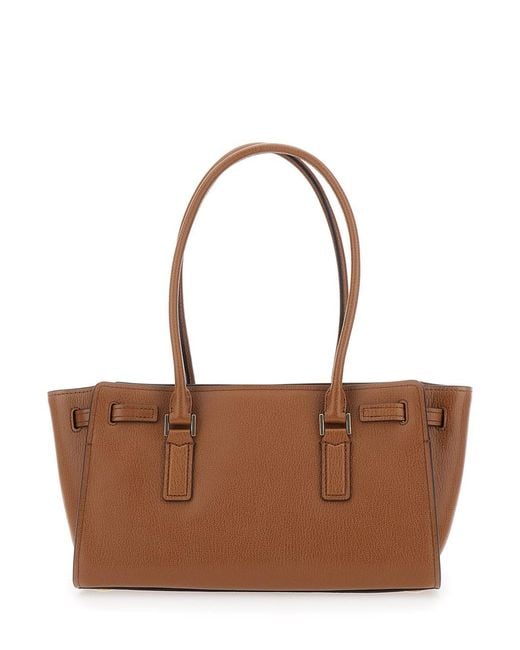 MICHAEL Michael Kors 'hamilton Moderne Small' Brown Shoulder Bag With Padlock On The Front And Ring With Pendants In Leather Woman