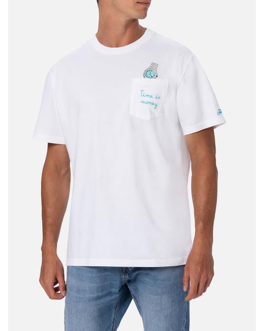 Mc2 Saint Barth Cotton T-Shirt Austin With Watch Print And