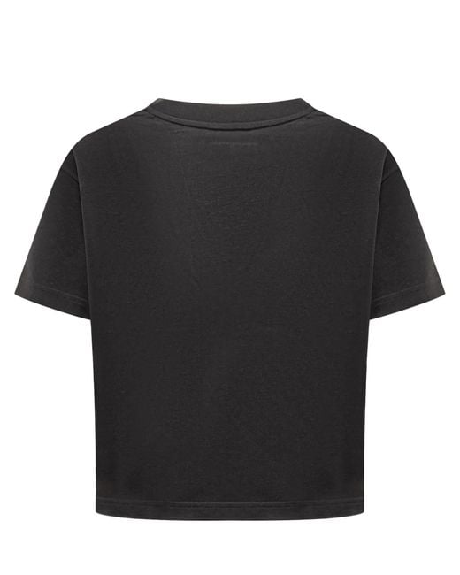 Courreges Black Courreges Cropped T-Shirt V-Neck