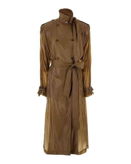 Saint Laurent Natural Trench Coat Cotton