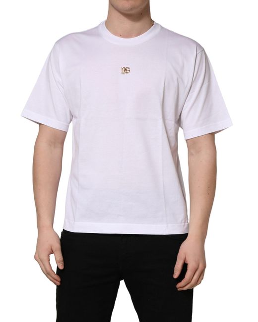 Dolce & Gabbana White Metal Dg Logo Cotton Short Sleeves T for men