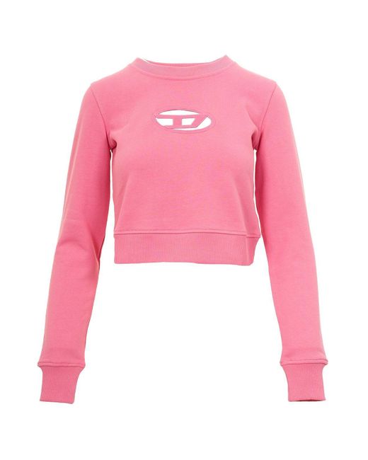 DIESEL Pink F-Slimmy-Od Cut-Out Cropped Crewneck Sweatshirt