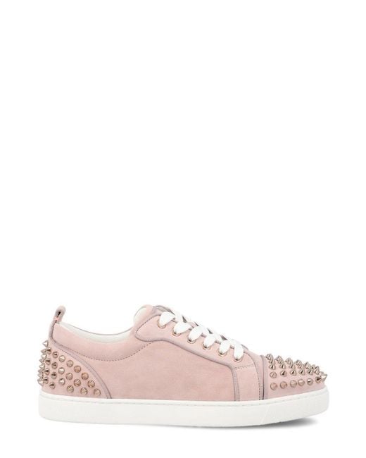 Christian Louboutin Pink Stud Detailed Lace Up Sneakers