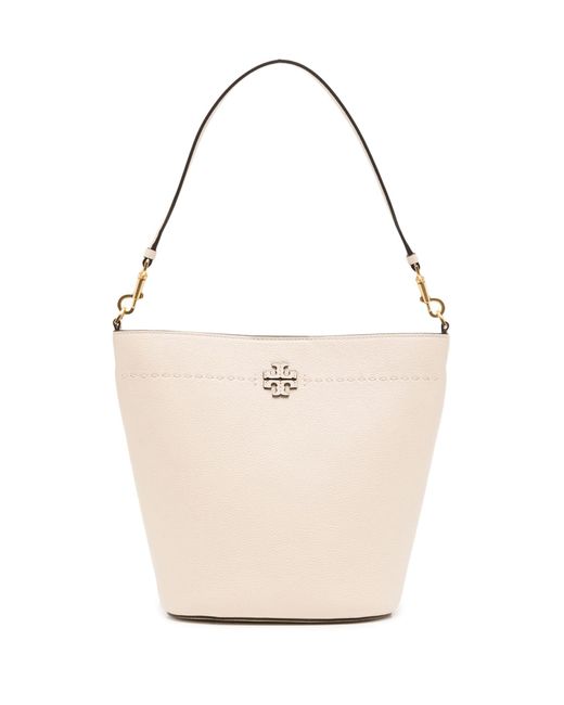 Tory Burch White Mcgraw Leather Bucket Bag