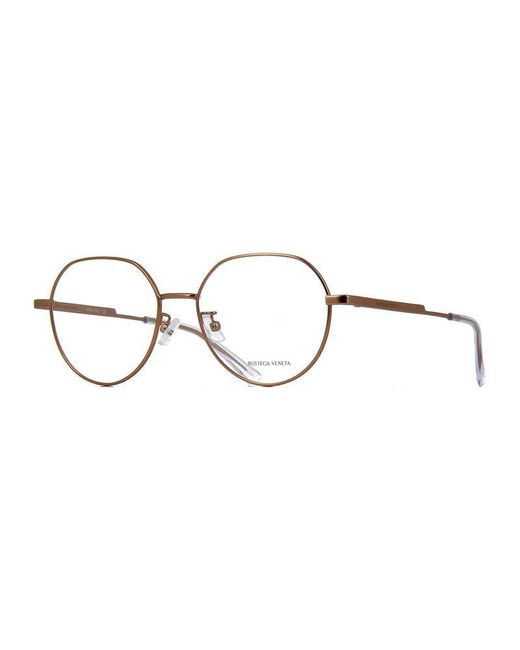 Bottega Veneta Metallic Eyeglasses Round Full Rim, Frame And Clear Demo Lenses Lens Bv1076Oa001
