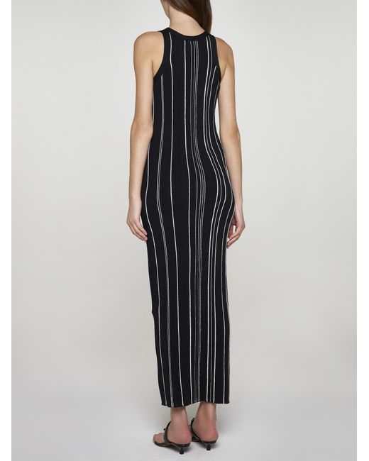 Totême  Black Striped Rib-Knit Maxi Dress