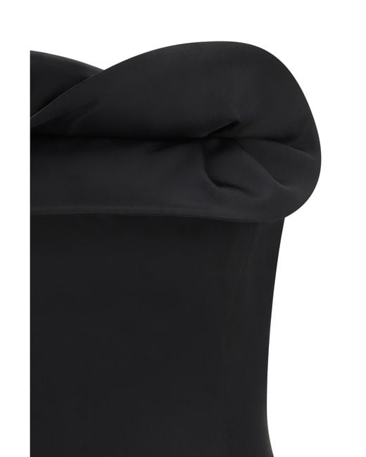 Magda Butrym Black Wool And Silk Corset Top With Sculptural Neckline Fleece Wool