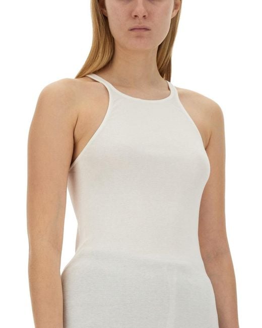 Rick Owens White Racer Back T-Shirt Cotton