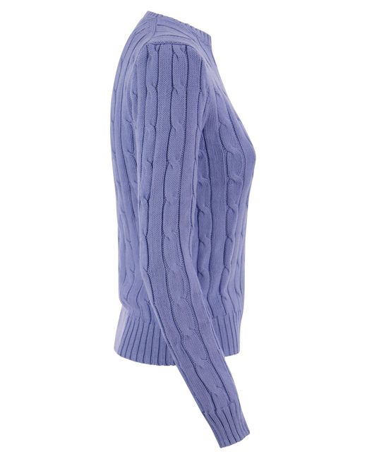 Polo Ralph Lauren Blue Slim-Fit Cable Knit