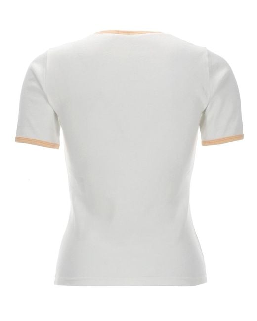 Courreges White T-Shirt With Logo Cotton T-Shirts