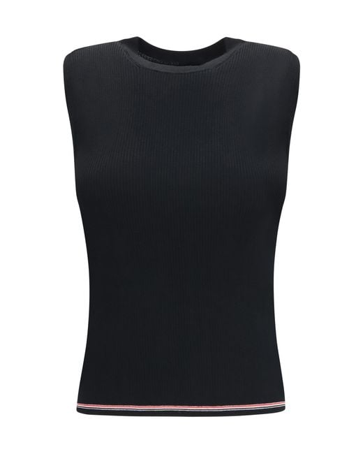 Thom Browne Black Rwb Merino Wool Top Ovis Aries Sweater