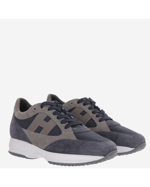 Hogan Gray Sneakers Interactive Suede-Mesh Suede And Mesh Trainers for men