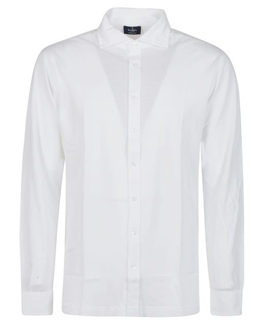 Barba Napoli White Long Sleeve Shirt for men