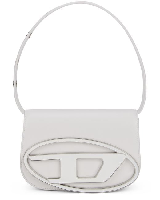 DIESEL White Shoulder Bag 1Dr Leather Calfskin Handbags
