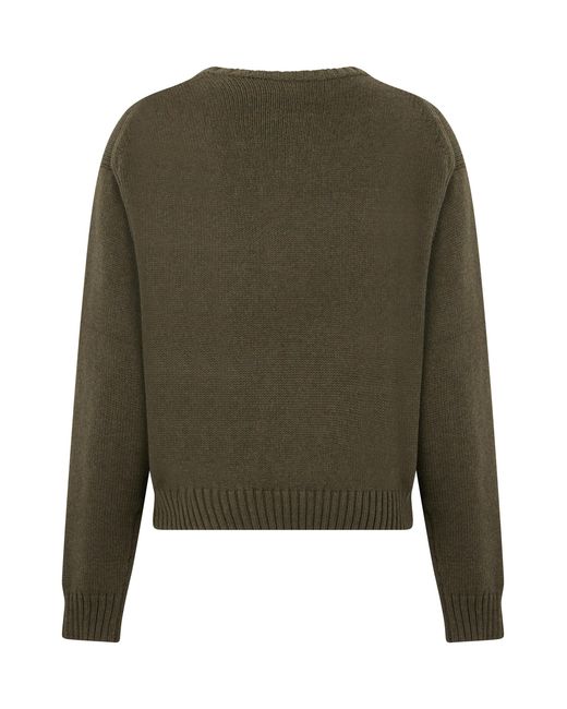 Polo Ralph Lauren Green Sweater With Teddy Bear Motif, Cotton