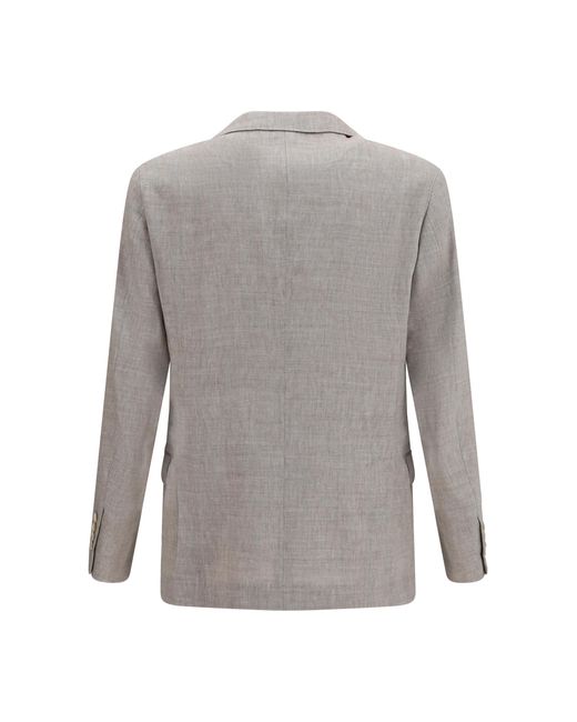 Brunello Cucinelli Gray Deconstructed Linen And Wool Chevron Jacket Linen; Merino Ovis Aries for men