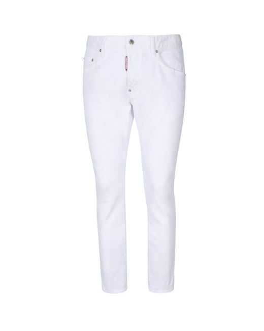 DSquared² White Optical Stretch-Cotton Denim Jeans for men