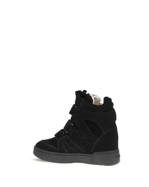 Isabel Marant Black Wedge Leather Sneakers Im3-Gz