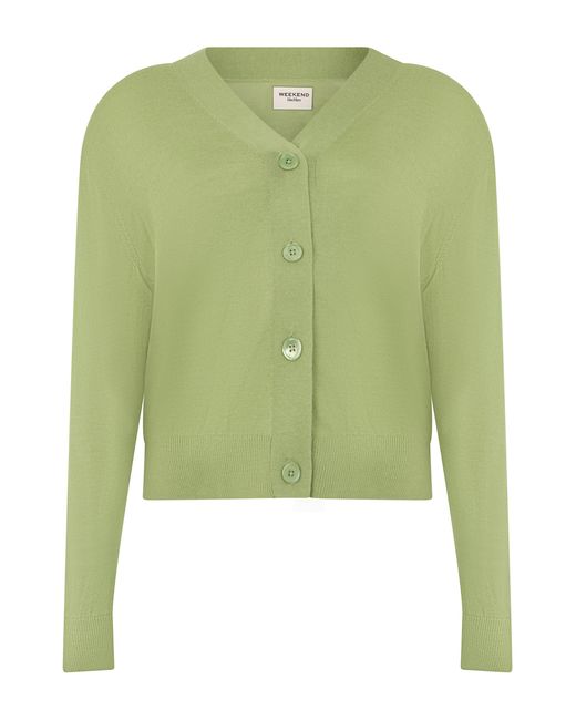 Weekend by Maxmara Green Cropped Cardigan Wool Cardigans