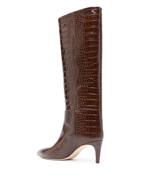 Paris Texas Brown 65 Mock Croc Knee-high Leather Boots - Women's - Calf Leather