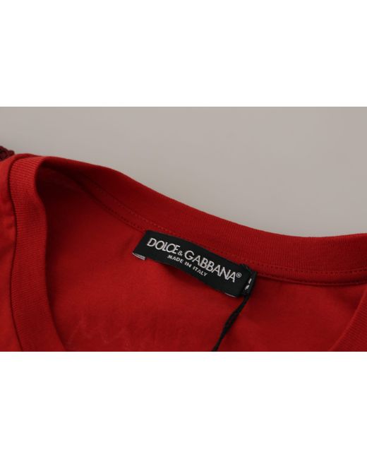 Dolce & Gabbana Red Elegant Crewneck Cotton Tee
