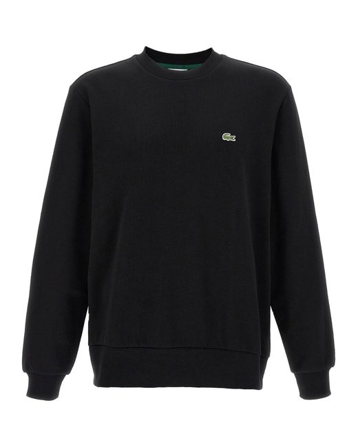 Lacoste Black Logo-Patch Fleece Sweatshirt