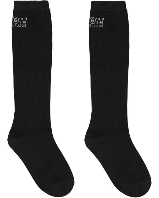MM6 by Maison Martin Margiela Black Viscose-Blend Socks