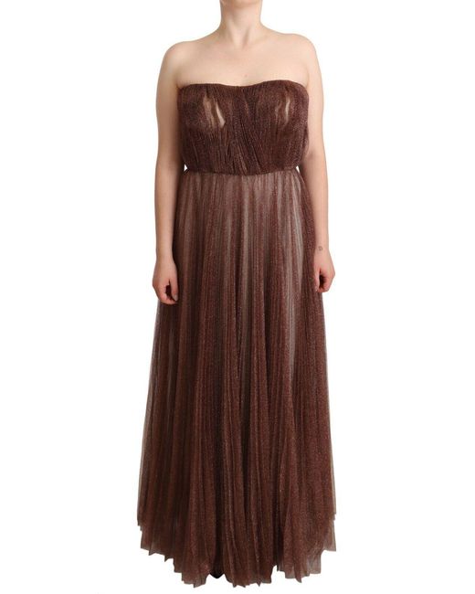 Dolce & Gabbana Brown Elegant Metallic Bronze Long Gown