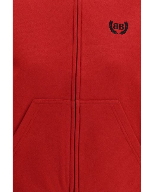 Balenciaga Red Laurel Classic Zip-Up Hoodie Cotton Sweatshirts