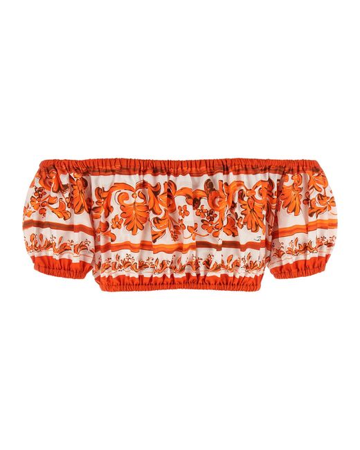 Dolce & Gabbana Orange Cotton Blouse