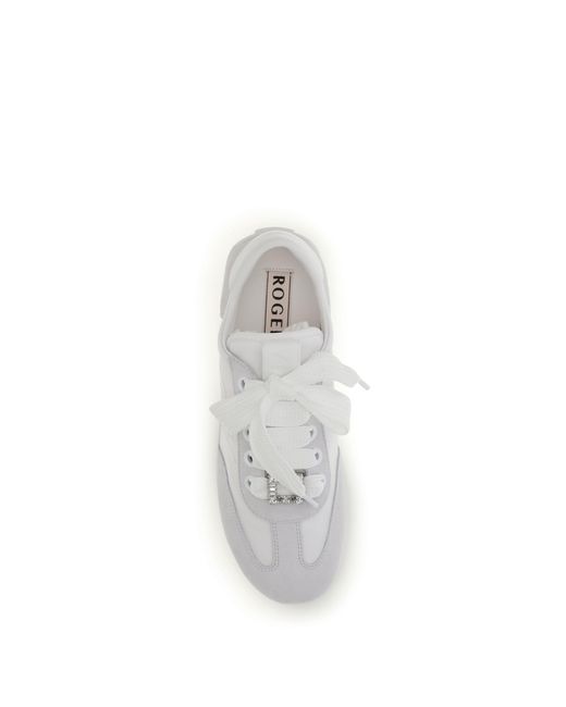 Roger Vivier White Sneakers Viv Low Suede Trainers