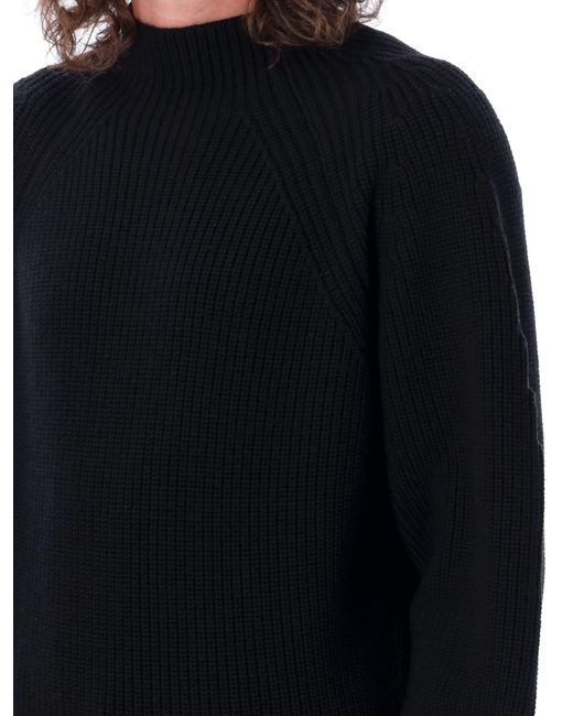 Ferragamo Blue Mock-Neck Knit Sweater for men
