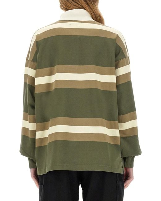 Autry Green Striped Polo Shirt Cotton