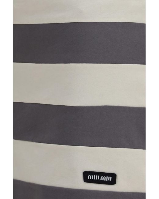 Miu Miu Gray Mini Skirt Striped Cotton