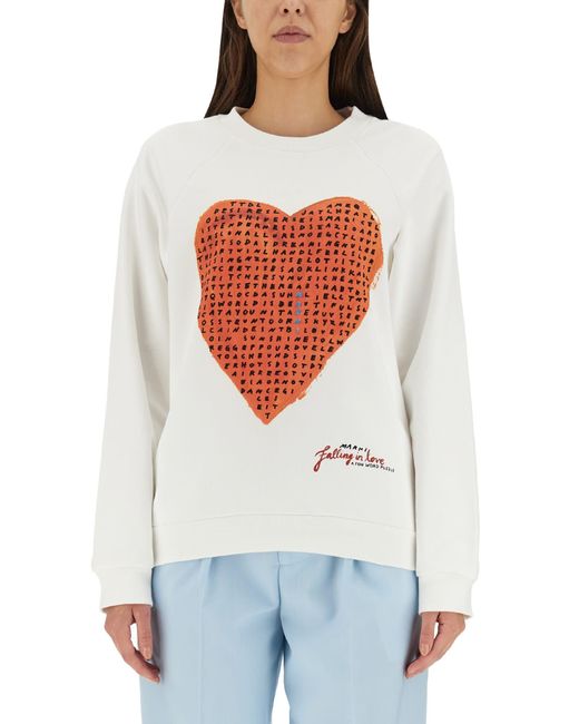 Marni White Heart Crucipuzzle Sweatshirt