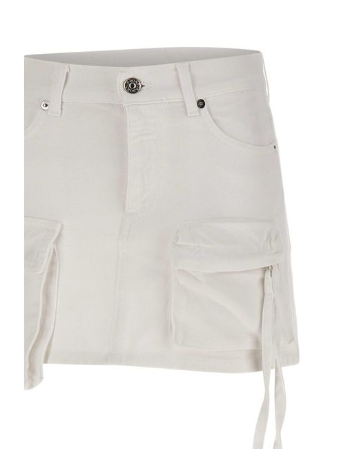 Dondup White Cotton Miniskirt