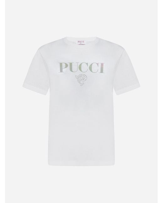 Emilio Pucci White Logo Cotton T-shirt