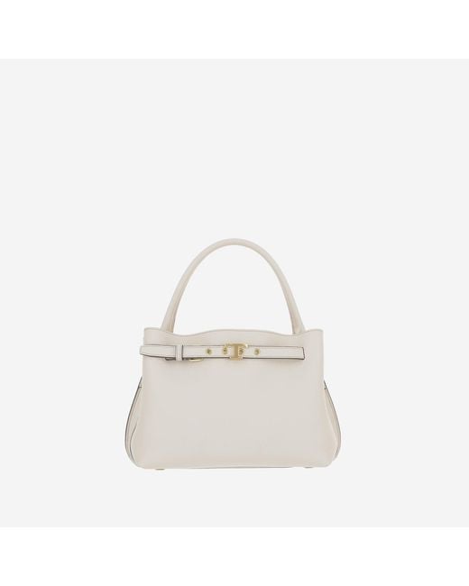 Tod's White Top Handle Leather Bag Calfskin Shoulder