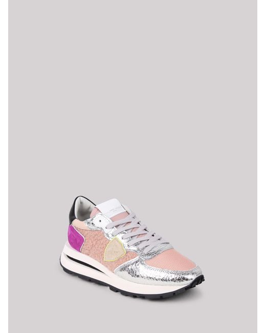 Philippe Model Pink Panelled Low-Top Sneakers