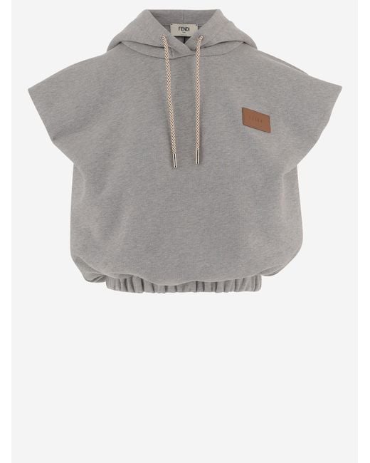 Fendi Gray Cotton Hooded Sweatshirt