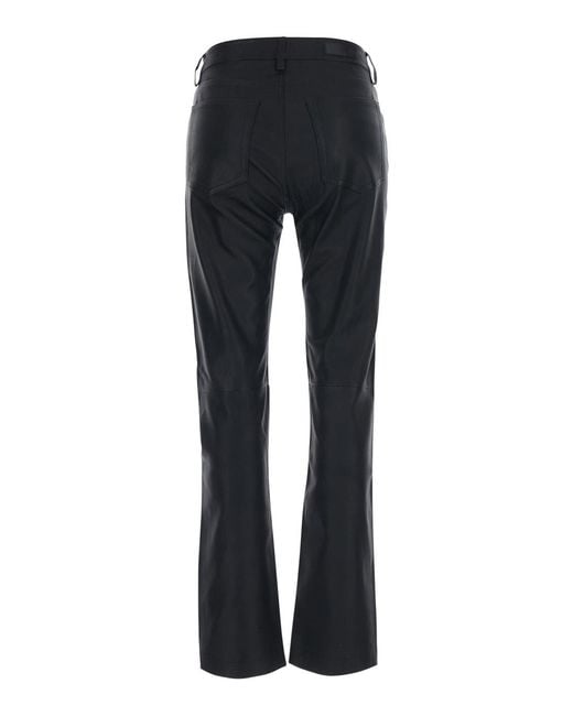 AG Jeans Blue High-Waisted Sophie Flared Leather Jeans Lamb
