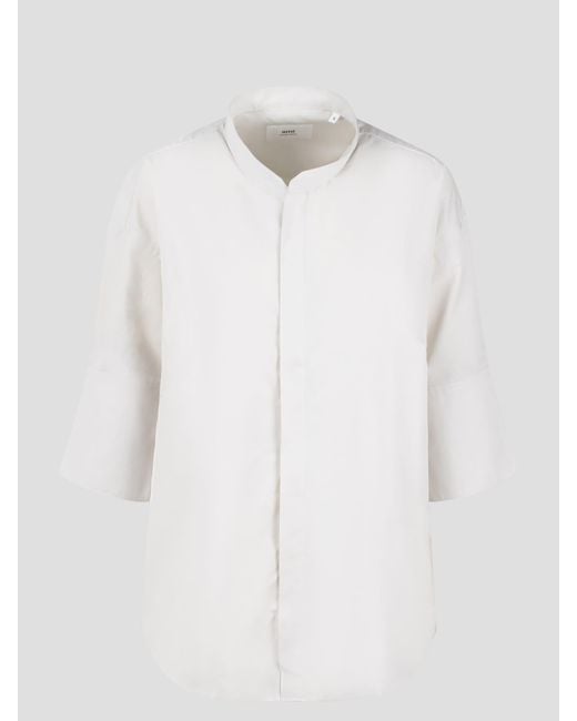 AMI White Mao Collar Oversize Shirt