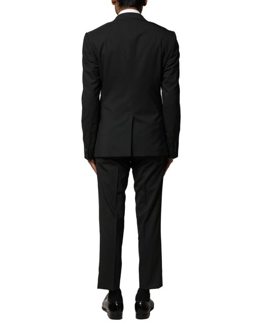 Dolce & Gabbana Black Wool 2 Piece Single Breasted Suit for men