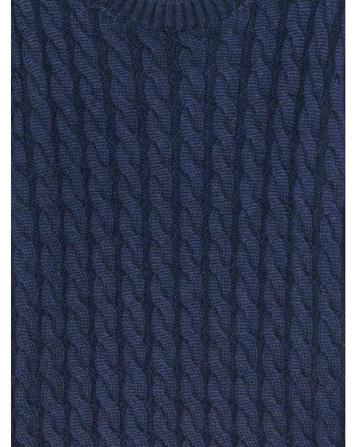 Gucci Blue Wool Sweater With Web Detail
