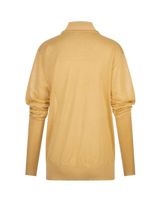 Fabiana Filippi Yellow Mandarin Linen And Silk Sweater